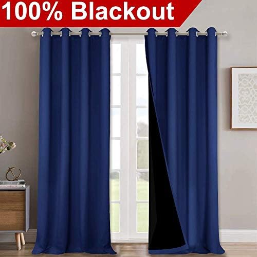 NICETOWN Full Shading Curtains 90" Long 2 Panels Set for Windows, Royal Blue, Pack of 2, 52" W, Super Heavy-Duty Black Lined Blackout Curtains for Bedroom, Privacy Assured Window Treatment - Image 2