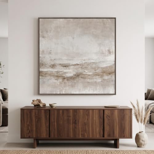 Oversized Framed Neutral Abstract Wall Art for Living Room Decor, 48x48 In - Image 5