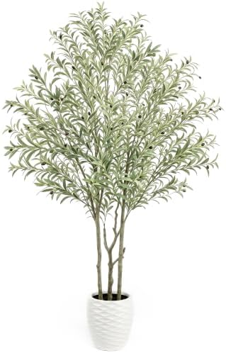7ft Artificial Olive Tree Indoor Outdoor, Large Tall Faux Floor Plant Decor by KOL