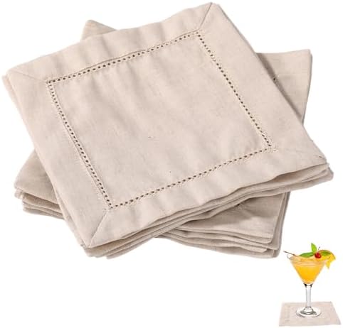 12pcs Linen Feel Cocktail Napkins, Reusable Cotton Cloth Serviettes Napkins by Unknown
