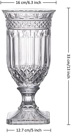 Joeyan 13" Glass Urn Vase,Tall Centerpiece with Ripple Diamond Pattern - Image 7