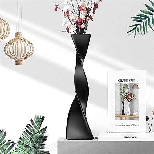 Decorative Vase Floor Vase Decoration Tall Ceramic Vase Modern Home Decors Twisted High Flower Vase for Shelf Home Decor Living Room Ceramic Vase Glass Vase Hydroponic Flower Vase ( Color : Type C Whi - Image 3