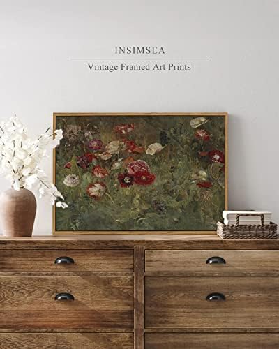 InSimSea Framed Canvas Wall Art Vintage Decor, Home Decor Classical Floral Scenic Oil Painting Canvas Prints, Rustic Wall Decorations for Bedroom Bathroom Office Decor, 16"x24" - Image 2