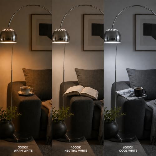 82" Modern Arc Floor Lamp, Arc Chrome Floor Lamp with Marble Base - Image 5