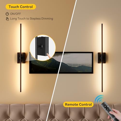 Battery Operated Wall Sconces Set of 2, Remote Control, 10000mAh, Black - Image 6