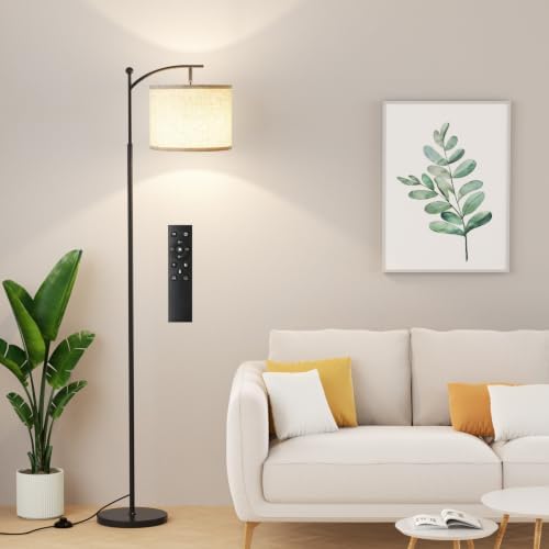 Ambimall 60" Floor Lamp with Remote and Stepless Dimmable Bulb, Black Pole by Ambimall