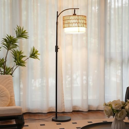 Boho Floor Lamp, Modern Black Standing Lamp with Dimmable LED Light - Image 7