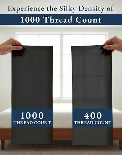 LANE LINEN Split Top King Sheets 100% Egyptian Cotton Sateen - Black - Image 4