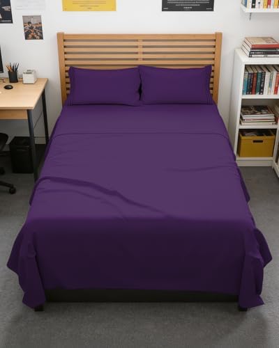 Full XL Sheets - 4 Piece Full XL Sheet Set - Breathable & Cooling - Purple by CGKUnlimited
