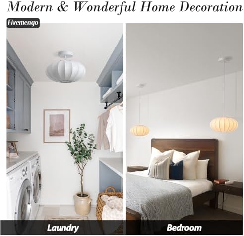 11.5in Small Bubble Pendant Light, Saucer White Imitation Silk - Image 2