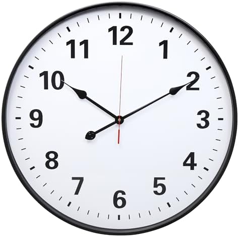 LEIKE Metal Large Wall Clock 24IN Black, Retro Silent Quartz Battery Operated, Decorative for Patio, Kitchen, Living Room, Bedroom, Pool by LEIKEWALLCLOCK
