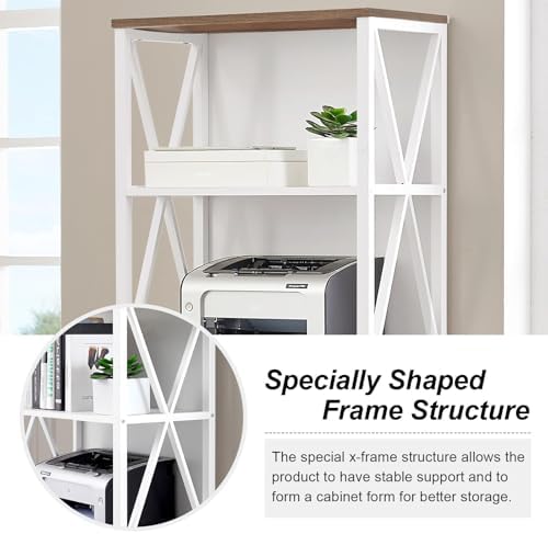 HOMISSUE Bookshelf, 7-Tier Bookshelf, Rustic Wood Metal Bookshelves and Bookcases, Freestanding Open Bookshelf, Industrial Tall Bookcase for Home Office, Living Room and Bedroom, White - Image 5