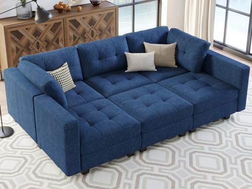 Belffin Modular Sectional Sofa with Storage Sectional Sleeper Couch Modular Sofa Bed for Living Room Blue by Belffin