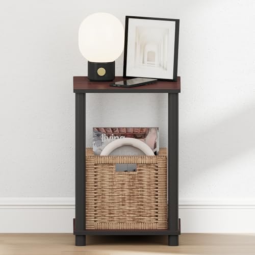 Furinno Turn-N-Tube Toolless 2-Tier Open Shelf Night Stand, Dark Cherry - Image 5