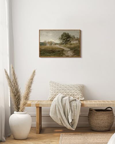 InSimSea Framed Canvas Wall Art Vintage Decor, Room Decor Classical Oil Painting Canvas Prints Arkville Landscape Vintage Wall Art Home Decor, 16"x24" - Image 3
