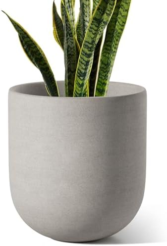 LE TAUCI 10 Inch Plant Pot, Ceramic Pots for Plants, Neutral Gray by LETAUCI