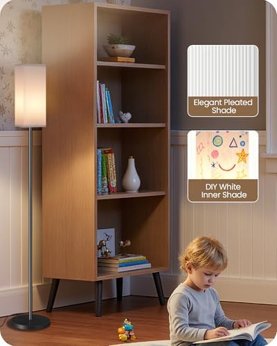 2Pack 64.2” Dimmable Floor Lamp for Living Room with Remote & Foot Switch, Corner Floor Lamp for Bedroom, Includes A19 Bulb, Modern Standing Tall Lamp, ETL Listed White and Black CW17LDP205 - Image 4