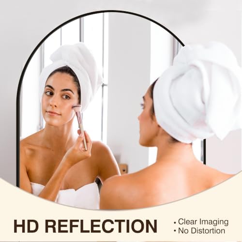 FICTOR 30" x 32" Arched Bathroom Vanity Mirror for Over Sink, Black - Image 4