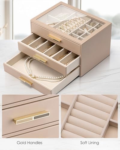 VLANDO Jewelry Box Organizer, 7-Layer Storage Drawers, Glass Window, Modern - Image 4
