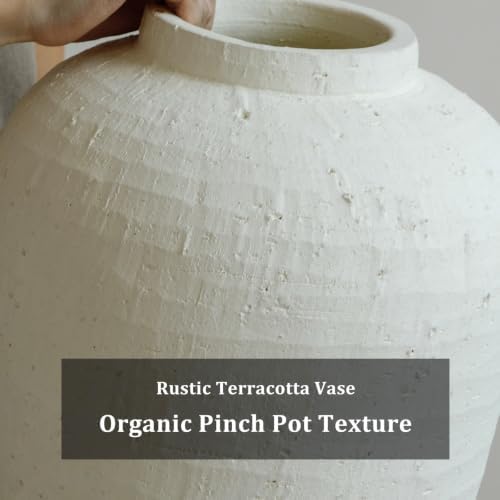 Large Ceramic Vase, Rustic Farmhouse Terracotta Flower Vase for Home Decor - Image 4