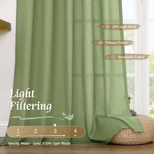 LAMIT Sage Green Linen Curtains 72 inches Long for Living Room 2 Panels - Image 4
