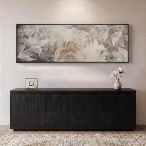 Large Framed Abstract Floral Wall Art for Living Room, Horizontal 60x20 In - Image 4