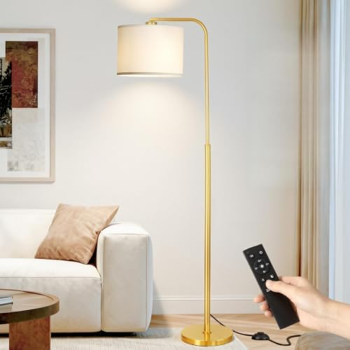 Arc Floor Lamp with Remote and Dimmable Gold Floor lamps for Living Room by Beanliss