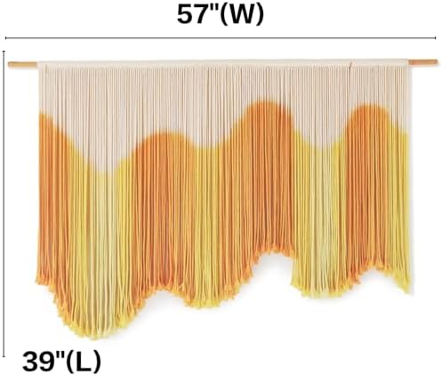 IOWER Macrame Wall Hanging Yellow Dip-Dyed Large For Living Room Boho Macrame Wall Decor 59" Wx37 L - Image 5