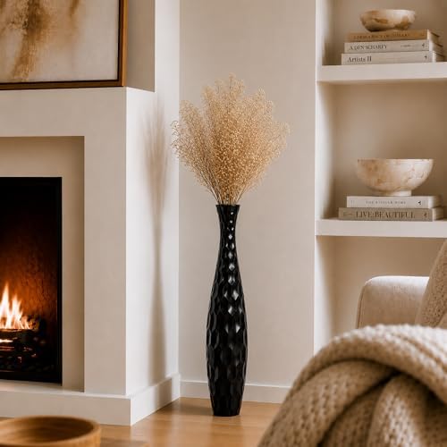 Leewadee Large Floor Vase 34 inches Mango Wood for Pampas Grass, Dried Flowers - Image 7