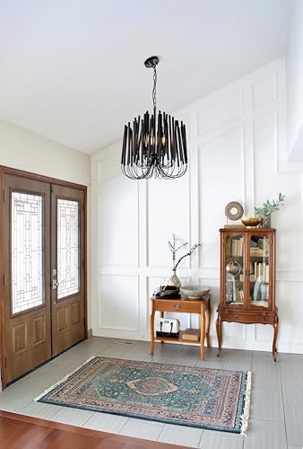 TOCHIC Modern Farmhouse Chandelier for Dining Room 18", Small Vintage Black Wood Chandeliers Light for Living Room, Rustic Pendant Lighting Fixture Ceiling Hanging for Foyer Bedroom Entryway - Image 7