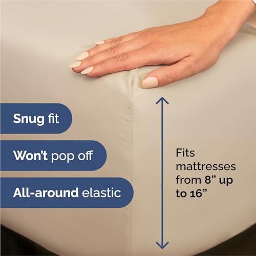 Split King Size 5 Piece Sheet Set - Breathable & Cooling Sheets - Wheat - Image 3