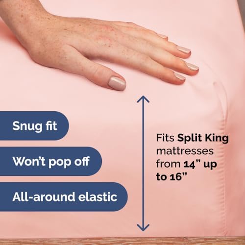 Flex Top Split Head King 4 Piece Sheet Set - Soft & Breathable - Baby Pink - Image 5