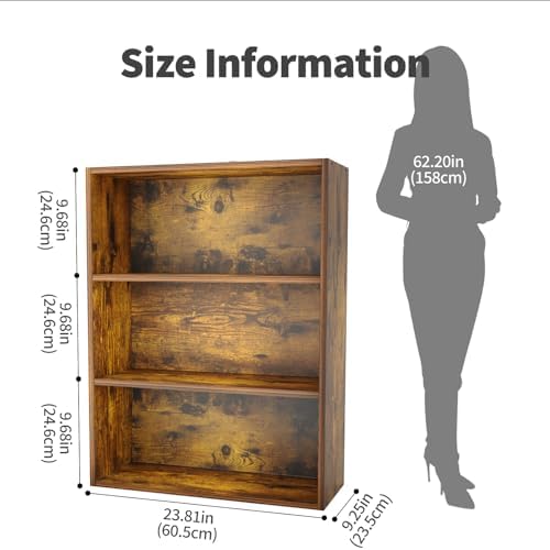 Sweetcrispy 3 Shelf Bookcase Open Display Bookshelf Storage Organizer - Image 3