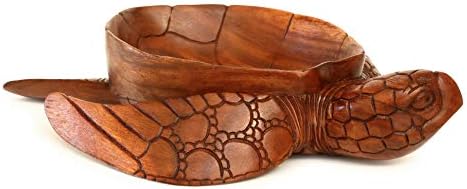 Wooden Hand Carved Turtle Bowl – Decorative Fruit Dish, Rustic Coastal Ocean-Inspired Tabletop Centerpiece, Handmade Animal Shaped Wood Serving Tray, Artisan Beach House Decor Accent Turtle Bowls - Image 7
