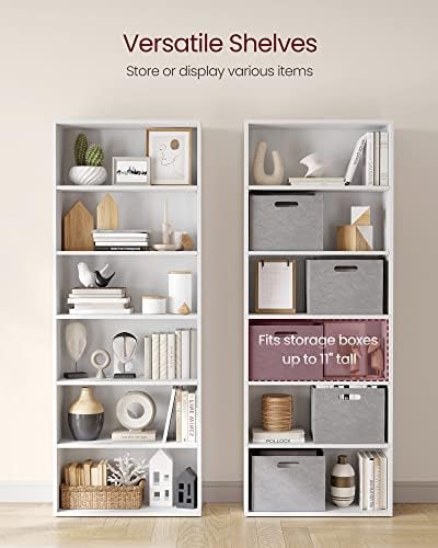 VASAGLE Bookshelf, 23.6 Inches Wide, 6-Tier Open Bookcase with Adjustable Storage Shelves, Floor Standing Unit, Cloud White ULBC166T14 - Image 5