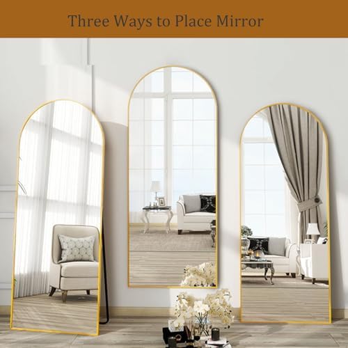 Dewfig Full Length Mirror, 70"x26" Arched Full Body Mirror, Gold - Image 4
