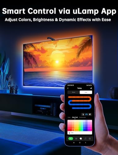 FFJ TV LED Backlight with Sensor, 14.7ft Cuttable RGB Lights that Change with TV for 55-65 Inch Screen and PC Monitor, Smart App Control, Game & Music Sync Color Changing Light - Image 6