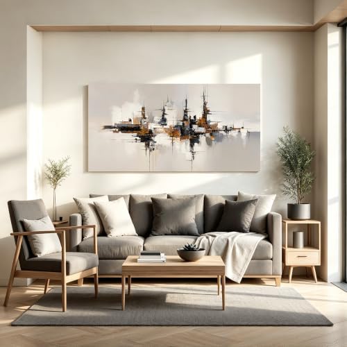 Grey Color Block Abstract Canvas Wall Art Decor For Living Room Decor 20×40 - Image 5