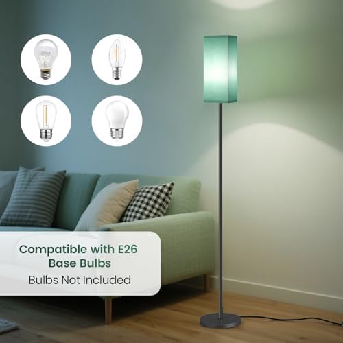 64.6" Floor Lamp, Pole Lamp with Foot Switch, Modern Standing Lamp, Minimalist Freestanding Lamp (Bulb Not Included), for Living Room, Bedroom Office ETL Listed, Black and Teal J07LD05 - Image 4
