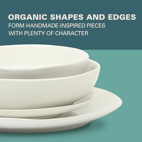 Gibson Home Lindendale 16 Piece Porcelain Ceramic Plates and Bowls Dishes Scratch and Chip Resistant Service for 4 Dinnerware Set - White - Image 6