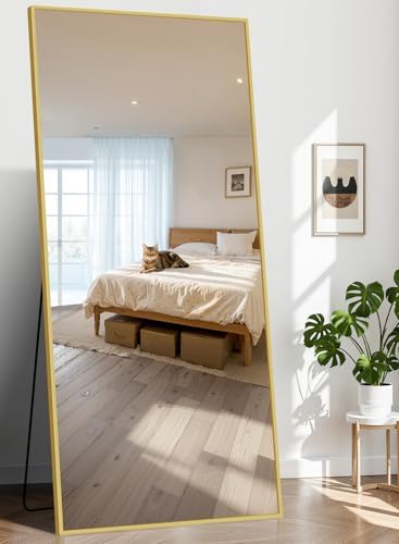 76"x34" Floor Mirror Full Length - Standing Mirror with Aluminum Alloy Frame, Large Body Mirror for Bedroom, Living Room, Wall Mounted or Leaning by INFINIGLASS