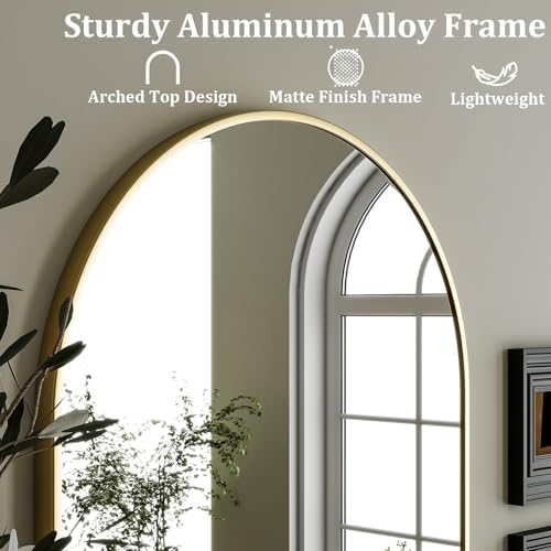 HARRITPURE Arched Wall Mirror 24"x36" Gold Metal Frame Vanity Mirrors - Image 4