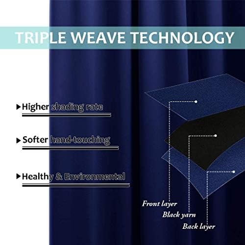 NICETOWN Full Shading Curtains 90" Long 2 Panels Set for Windows, Royal Blue, Pack of 2, 52" W, Super Heavy-Duty Black Lined Blackout Curtains for Bedroom, Privacy Assured Window Treatment - Image 6