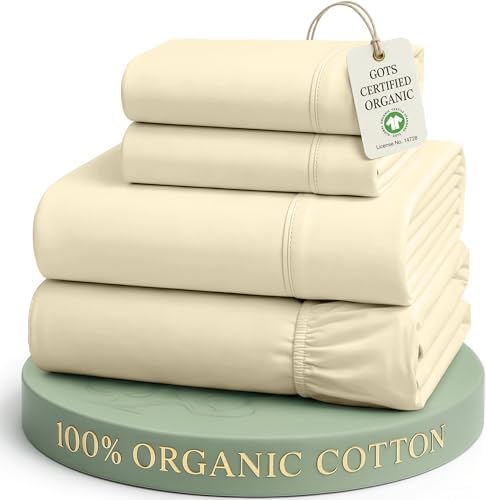 LANE LINEN Queen Size Bed Sheets 100% Organic Cotton Soft 4pc - Natural by LaneLinen