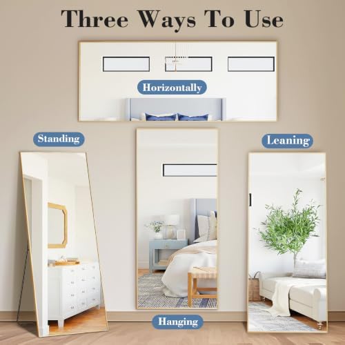 DUMOS 56"x15" Full Length Mirror with Stand, Full Body Floor Mirror - Image 5