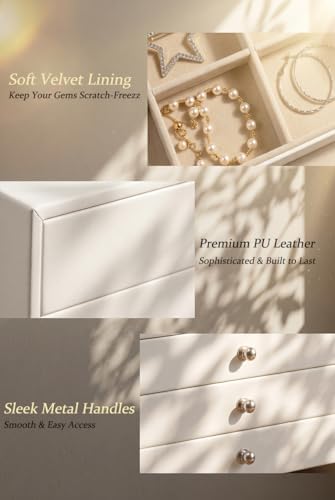 GUKA Large Jewelry Box, Jewelry Case with 10 Drawers for Big and Small Jewelry, Jewelry Storage Organizer for Watch Earrings Necklace Rings Bracelets, Birthday Wedding Gifts, White - Image 6