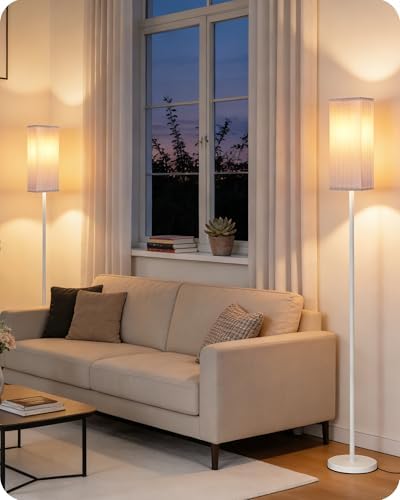 64.2'' Dimmable Floor Lamp for Living Room with Remote and Foot Switch, Corner Floor Lamp for Bedroom, Includes 10W A19 Bulb, Modern Standing Tall Lamp, ETL Listed, White WCW17LD05 - Image 7