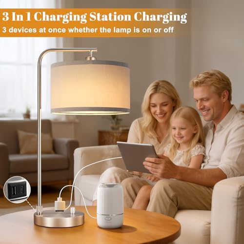Innqoo Brown Bedside Lamps Set of 2, Fully Dimmable Lamps for Night Stands, USB A+C - Image 4