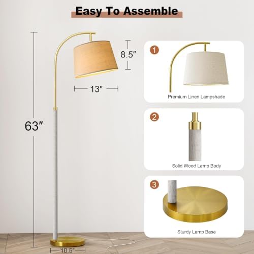 Real Wood Floor Lamps for Living Room Bedroom, 62" Mid Century Modern Lamp - Image 6