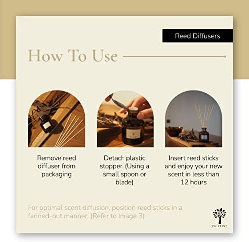 PRISTINE Ivory Coast Cotton/Inspired by Hyatt Hotel Scent Reed Diffuser for Home | Fresh Clean Sheet/Light Chamomile Reed Diffusers, Oil & Room Diffusers with Reed | Home Fragrance Scent Diffuser - Image 4